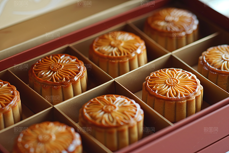 中秋月饼礼盒高清美食摄影图