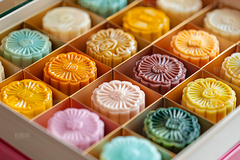 中秋月饼礼盒中秋节广式月饼摄影图
