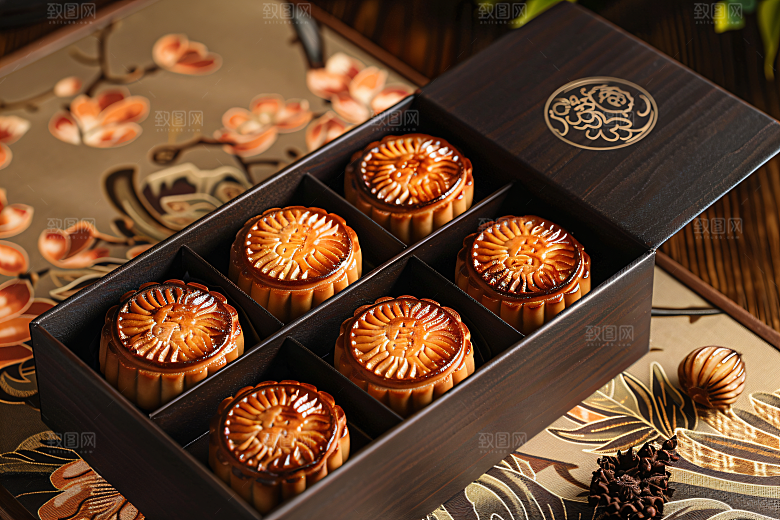 中秋月饼礼盒礼品中秋节摄影图