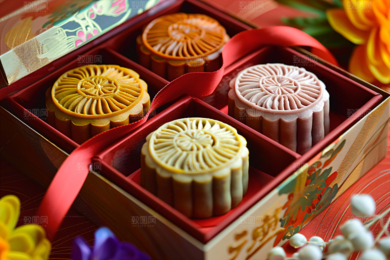 中秋月饼礼盒中秋节礼品摄影图