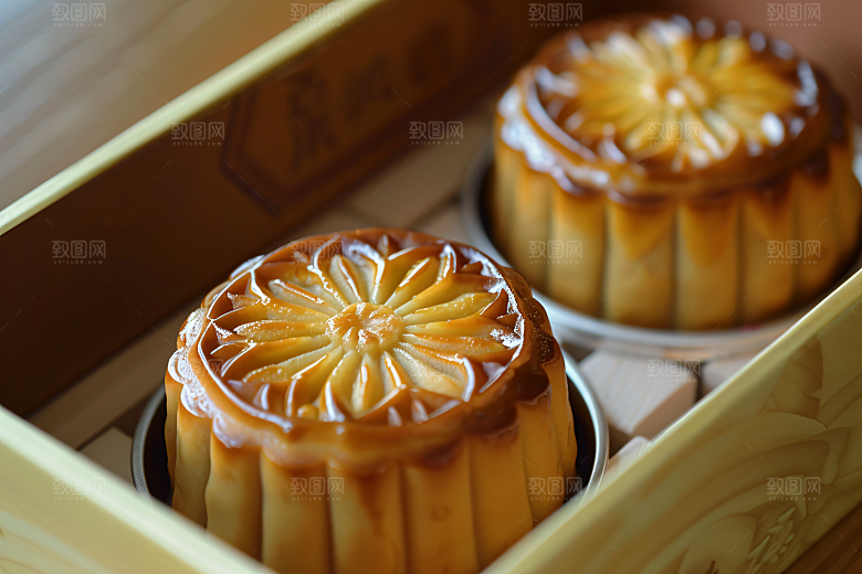 中秋月饼礼盒高清广式月饼摄影图