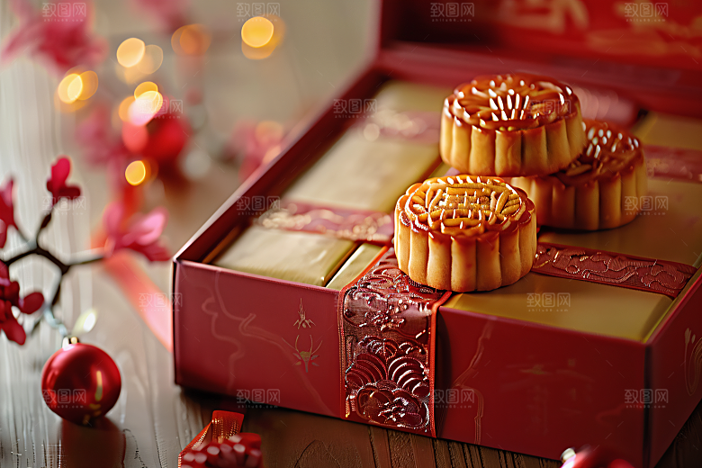 中秋月饼礼盒礼品中秋节摄影图