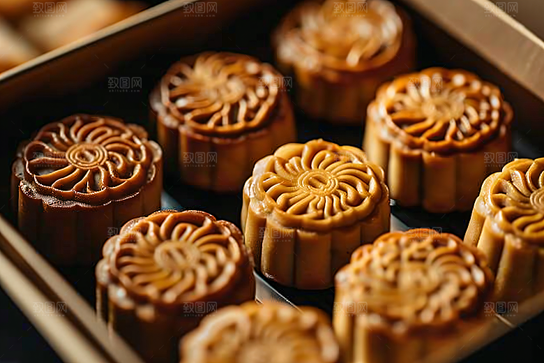 中秋月饼礼盒文化精致摄影图