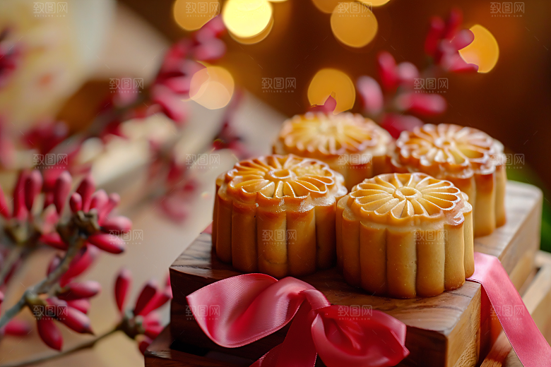 中秋月饼礼盒中秋节礼品摄影图