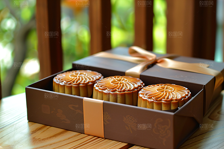 中秋月饼礼盒美食中秋节摄影图