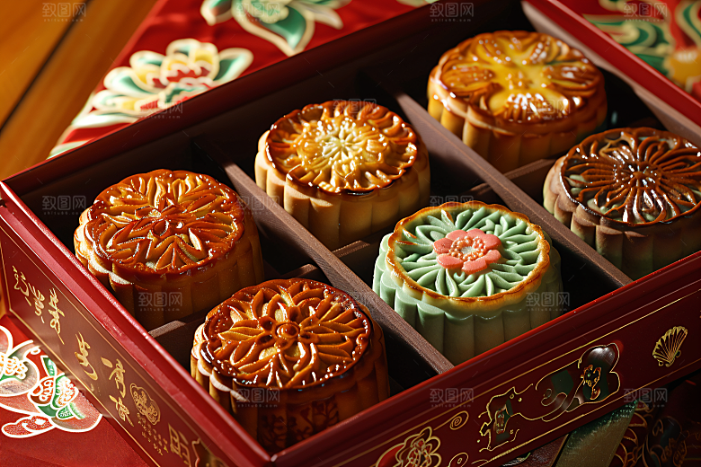 中秋月饼礼盒文化高清摄影图