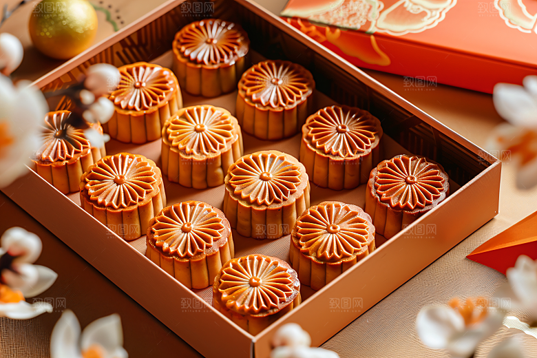 中秋月饼礼盒传统节日广式月饼摄影图