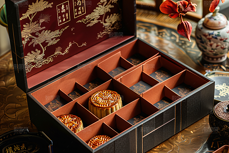 中秋月饼礼盒糕点高清摄影图