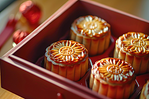 中秋月饼礼盒传统节日习俗摄影图