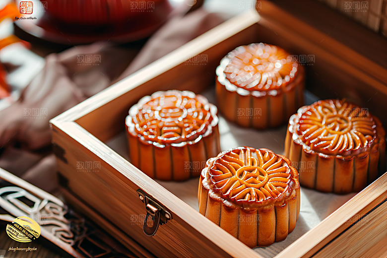 中秋月饼礼盒习俗广式月饼摄影图