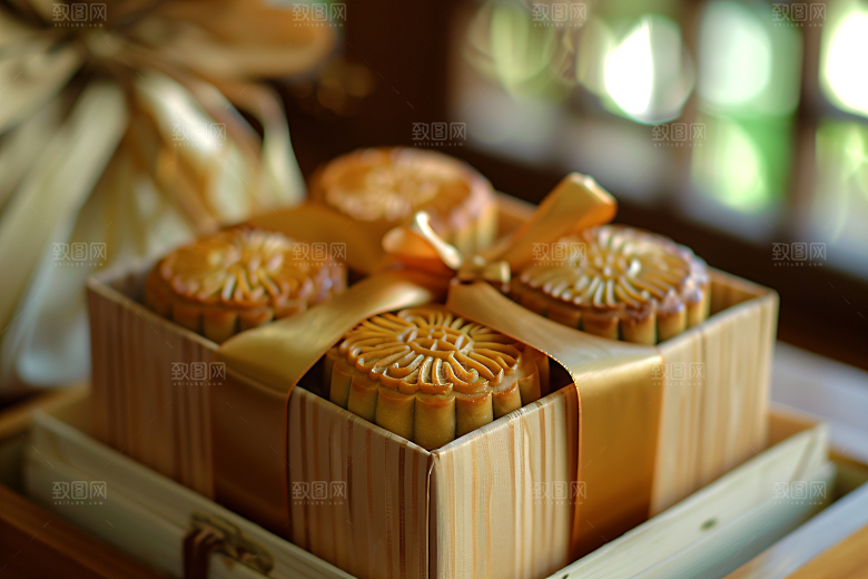 中秋月饼礼盒中秋节糕点摄影图