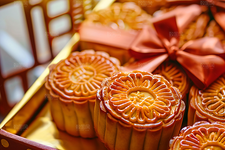 中秋月饼礼盒传统节日糕点摄影图