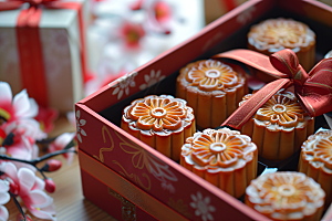 中秋月饼礼盒美味文化摄影图