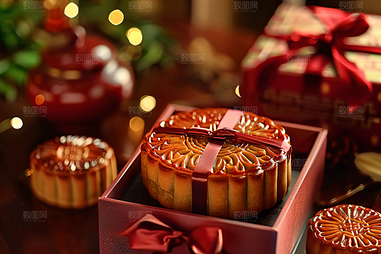 中秋月饼礼盒中秋节广式月饼摄影图