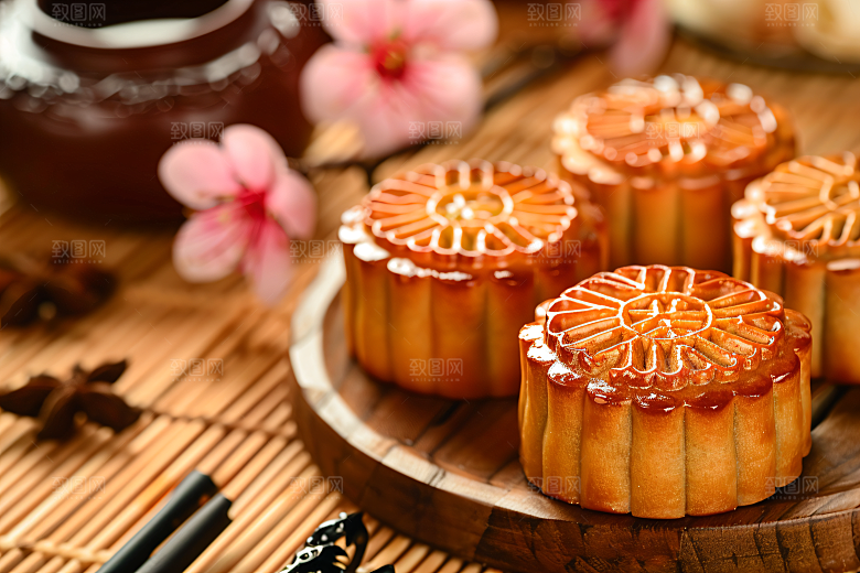 中秋月饼礼盒莲蓉月饼礼品摄影图