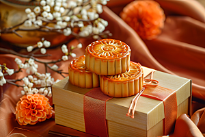 中秋月饼礼盒美味美食摄影图