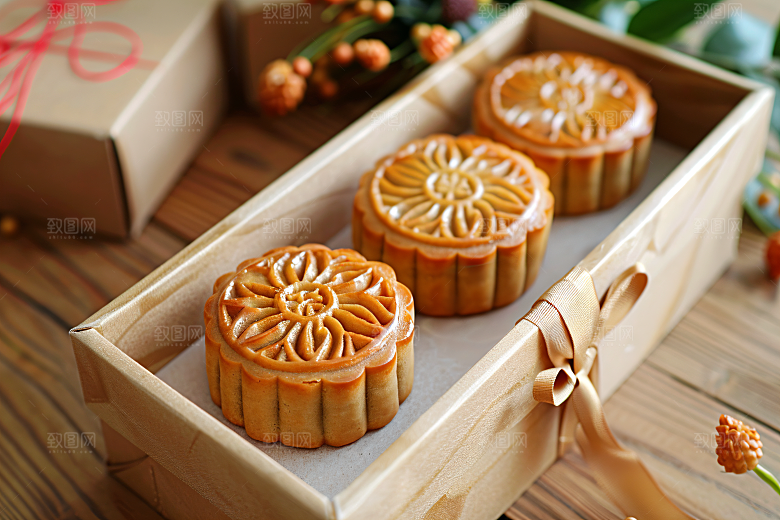 中秋月饼礼盒高清糕点摄影图
