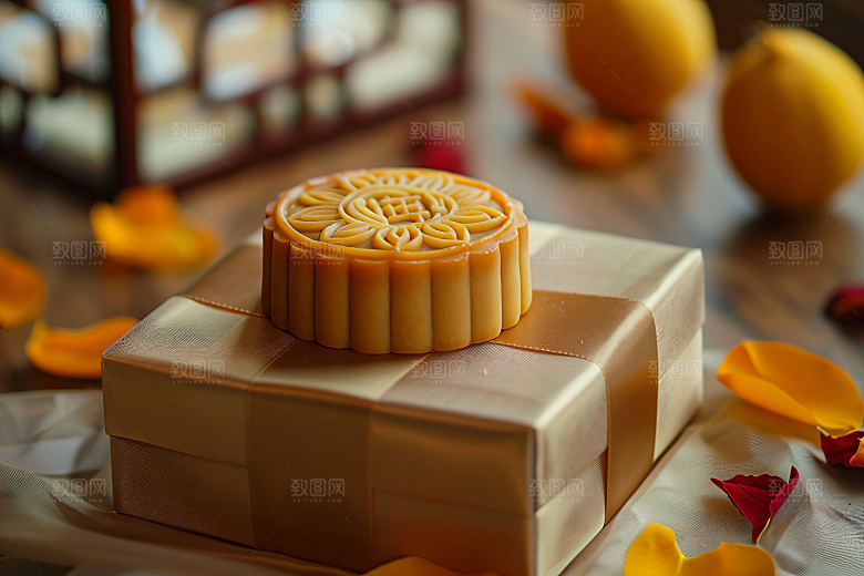 中秋月饼礼盒甜点糕点摄影图
