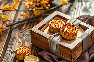 中秋月饼礼盒甜点礼品摄影图