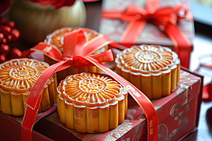 中秋月饼礼盒糕点传统节日摄影图