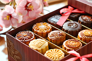 中秋月饼礼盒礼品美食摄影图