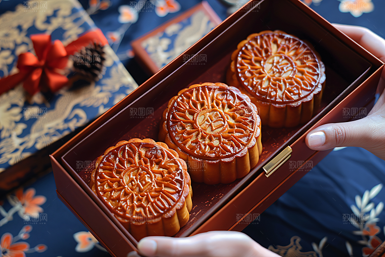 中秋月饼礼盒甜点糕点摄影图