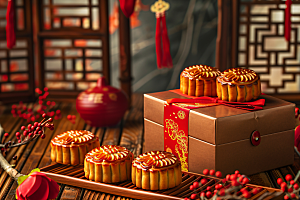 中秋月饼礼盒礼品传统节日摄影图