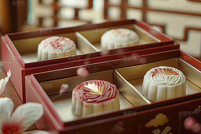中秋月饼礼盒礼品美食摄影图