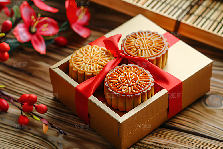 中秋月饼礼盒高清美食摄影图