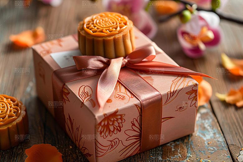 中秋月饼礼盒广式月饼中秋节摄影图