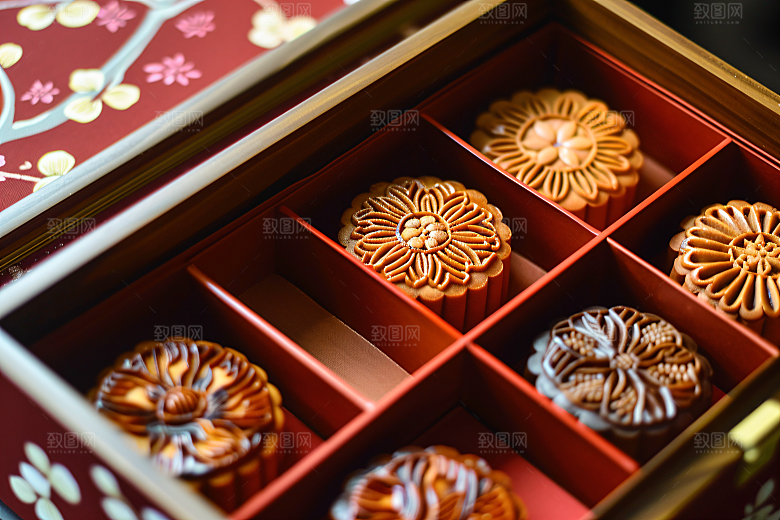 中秋月饼礼盒广式月饼糕点摄影图