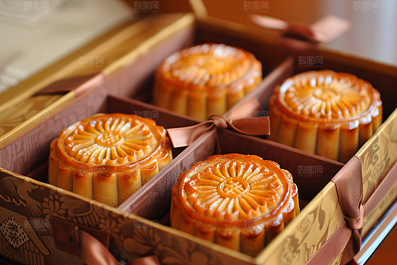 中秋月饼礼盒甜点糕点摄影图