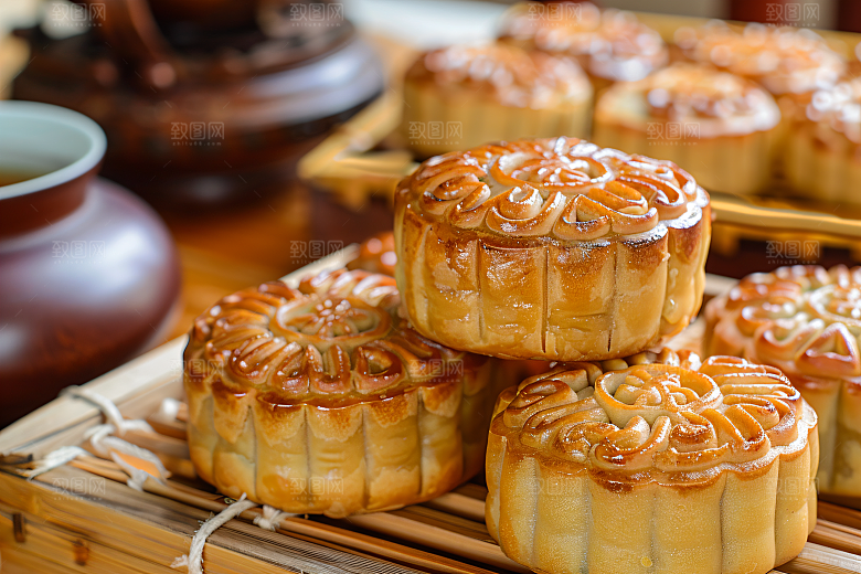 中秋月饼礼盒美味传统节日摄影图