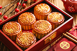 中秋月饼礼盒文化传统节日摄影图