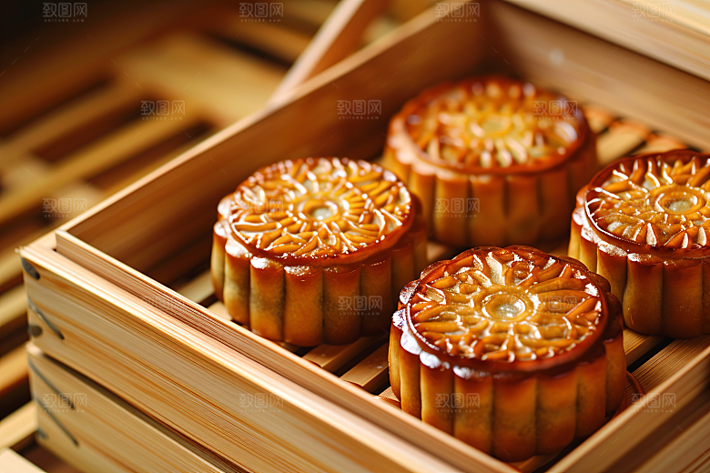 中秋月饼礼盒礼品糕点摄影图