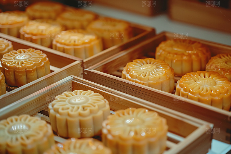 中秋月饼礼盒中秋节美味摄影图