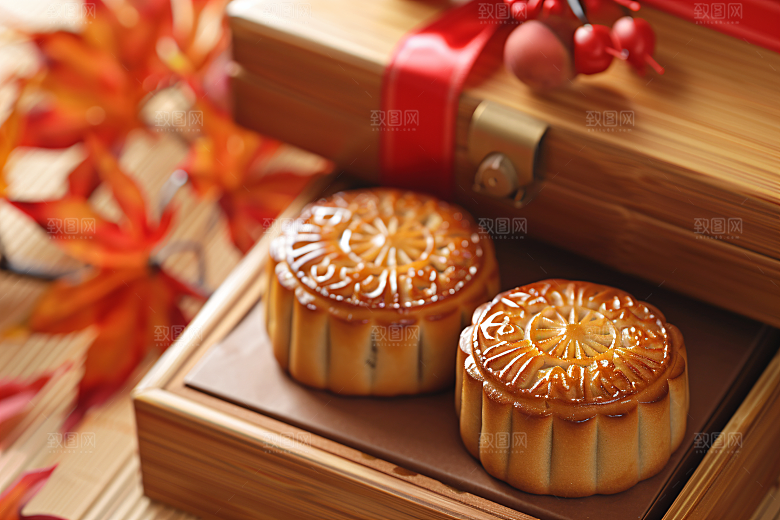 中秋月饼礼盒美食传统节日摄影图