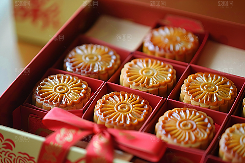 中秋月饼礼盒礼品传统节日摄影图