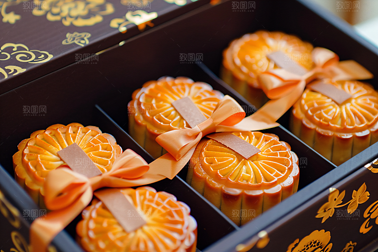 中秋月饼礼盒文化甜点摄影图