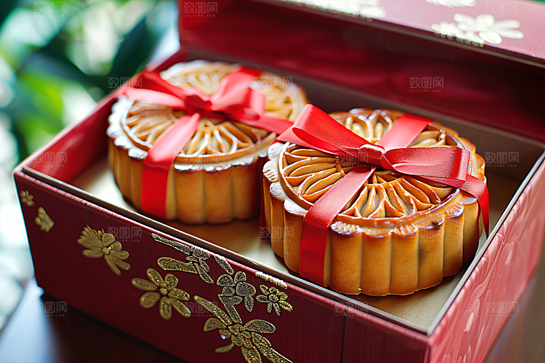 中秋月饼礼盒中秋节莲蓉月饼摄影图