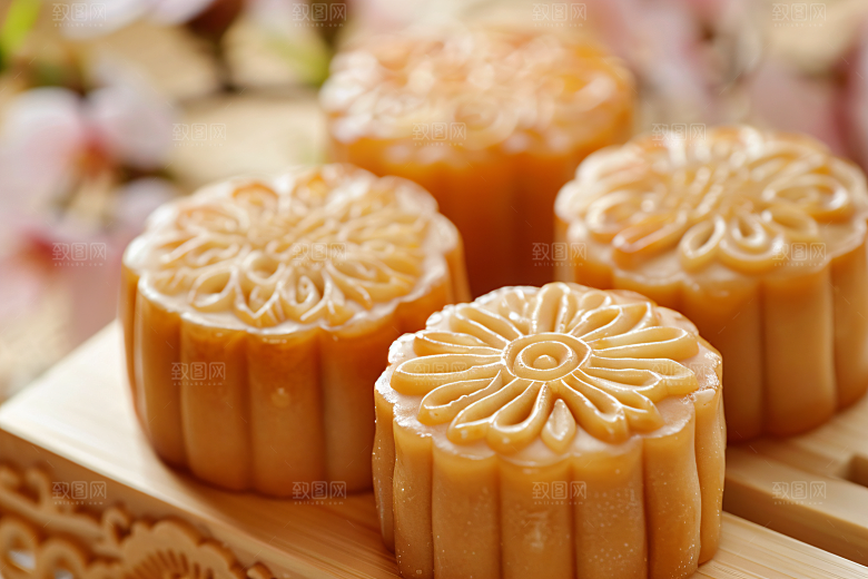 中秋月饼礼盒莲蓉月饼精致摄影图