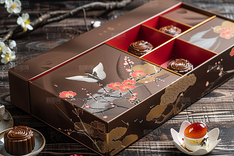 中秋月饼礼盒文化传统节日摄影图