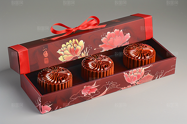 中秋月饼礼盒传统美食中秋节摄影图