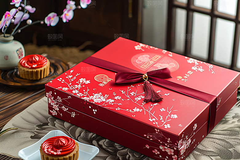 中秋月饼礼盒礼品广式月饼摄影图