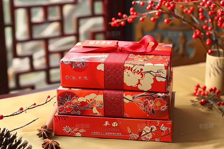 中秋月饼礼盒美味习俗摄影图