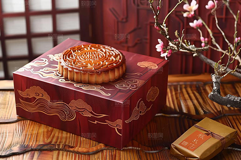 中秋月饼礼盒高清传统节日摄影图