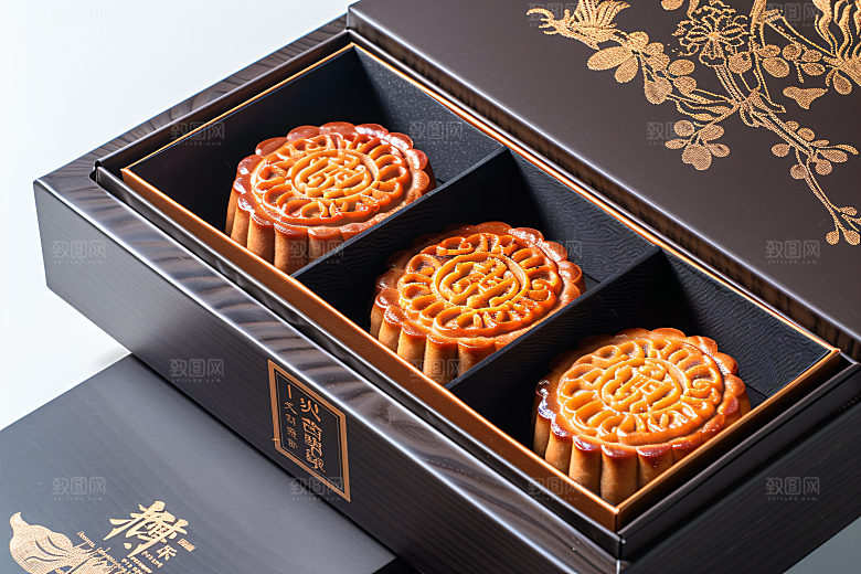 中秋月饼礼盒美食传统节日摄影图