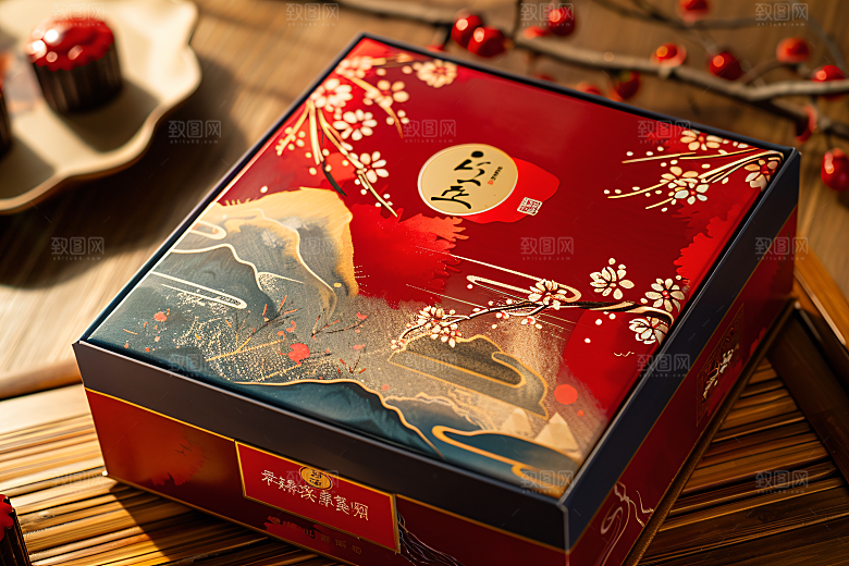 中秋月饼礼盒广式月饼中秋节摄影图
