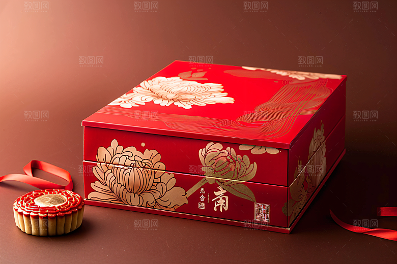 中秋月饼礼盒习俗中秋节摄影图