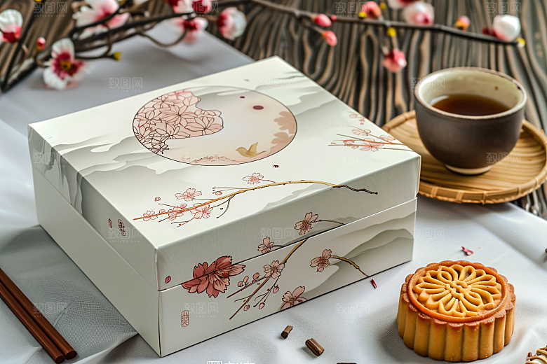 中秋月饼礼盒中秋节高清摄影图